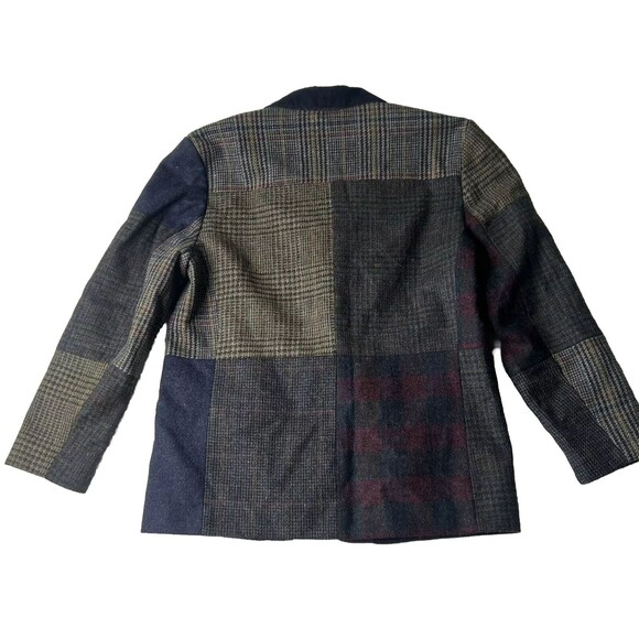 Character Suburban Wear Women’s 12 Wool Color Block Zip Blazer Plaid Blue - Picture 5 of 11